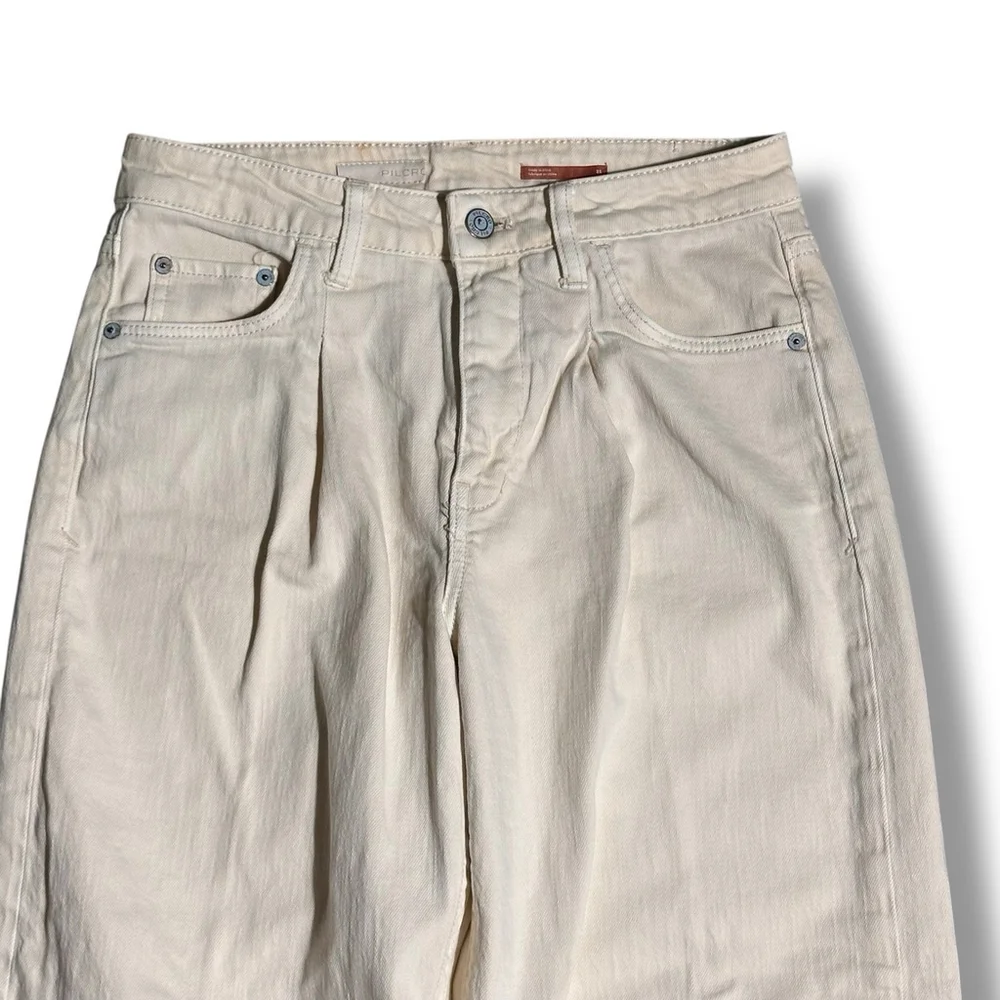 Pilcro Anthropologie The Breaker Pants Cream Boho Retro Barrel Leg 25 (28x26)
